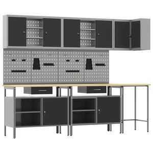 vidaXL Werkkast set met lade met plank met opslag 10 st Zwart en Grijs
