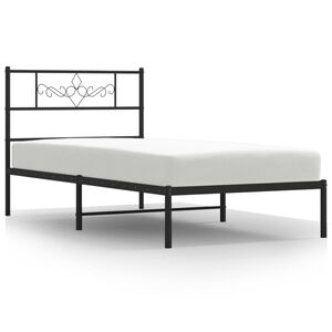 vidaXL Bedframe met hoofdbord metaal zwart 90x190 cm