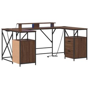vidaXL Bureau met lade Bruin Eiken 182 x 101 x 87,5 cm Bewerkt hout