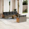 vidaXL 10-delige Loungeset met kussens poly rattan grijs