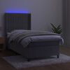 vidaXL Boxspring met matras en LED fluweel lichtgrijs 100x200 cm