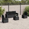 vidaXL 6-delige Loungeset met kussens poly rattan zwart