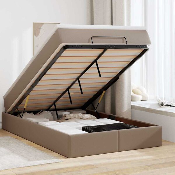 vidaXL Ottoman bed met matras 120x200cm kunstleer cappuccinokleurig