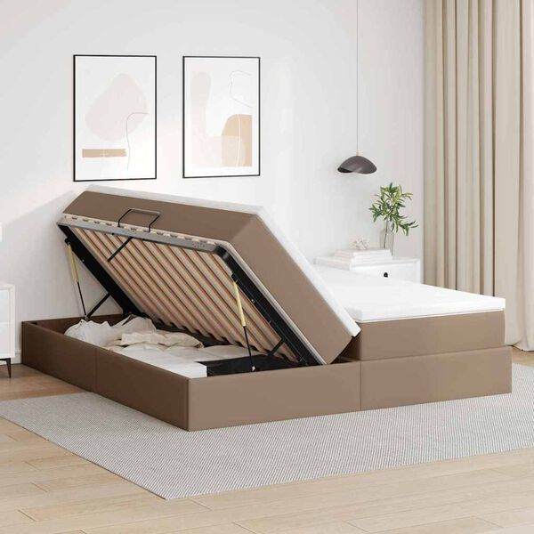 vidaXL Opbergbed met matras Cappuccino 180 x 200 cm Nep Leer