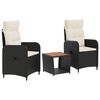 vidaXL Tuin loungeset 3 st Zwart en Cream Wit