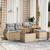 vidaXL 6-delige Loungeset met kussens poly rattan beige
