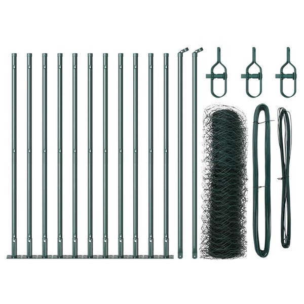 vidaXL Afrasteringspaal Groen 25 x 0,4 m (50 mm gaas) Staal en PVC