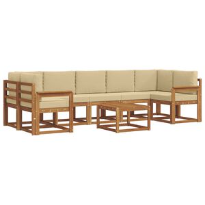vidaXL Buiten bankenset met kussen 8 pcs Natuurlijk en Beige
