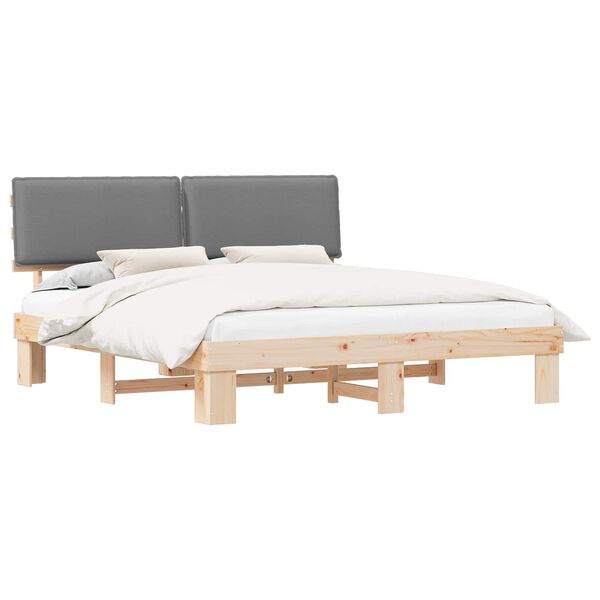 vidaXL Bedframe met Gevoerd Hoofdgedeelte Lichtgrijs 180 x 200 cm