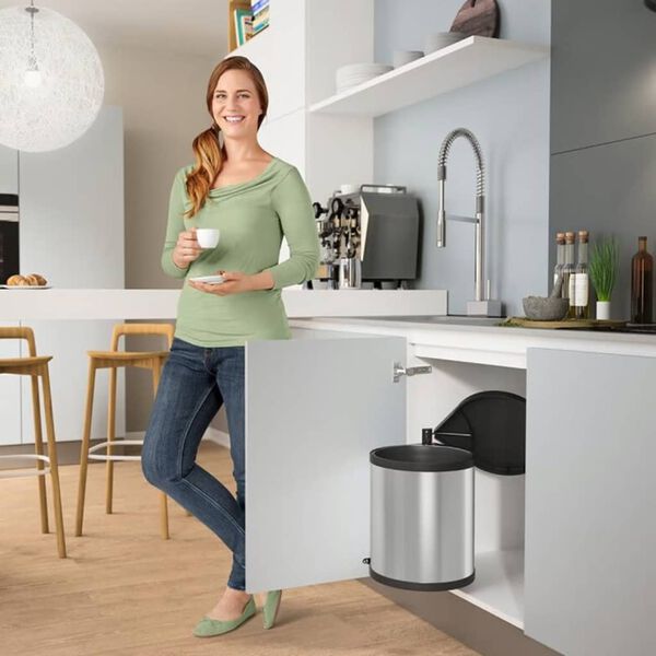 Hailo Inbouw afvalemmer Compact-Box M 15 L roestvrij staal 3555-101