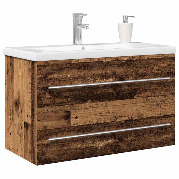 vidaXL Badkamertenk te kast met lade 2 pcs Oud Hout 80 x 38,5 x 48 cm