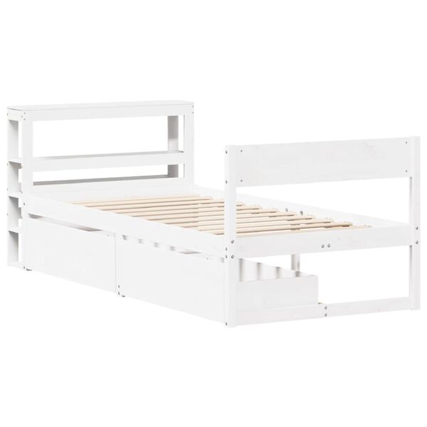 vidaXL Bedframe zonder matras massief grenenhout wit 90x200 cm