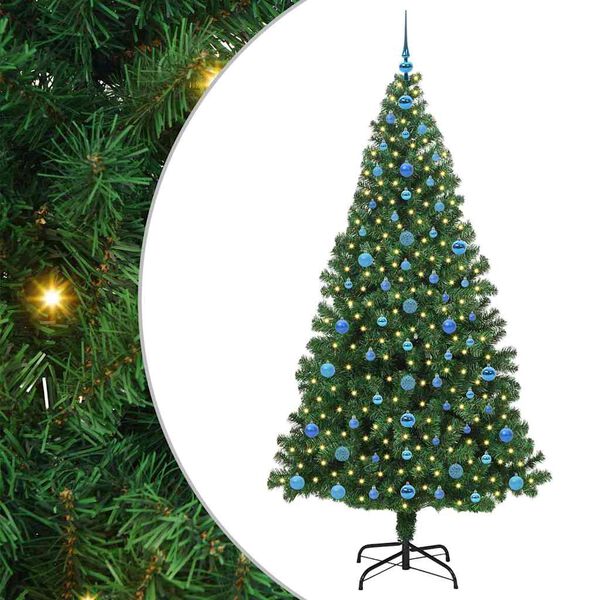 vidaXL Kunstkerstboom Groen 210 cm PVC en Staal en Kunststof