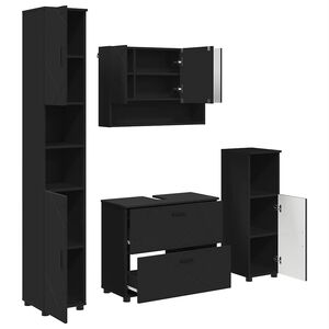 vidaXL Badkamermeubelset 4 st Zwart 35 x 30 x 192 cm