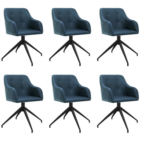 vidaXL Eetkamerstoelen draaibaar 6 st stof blauw