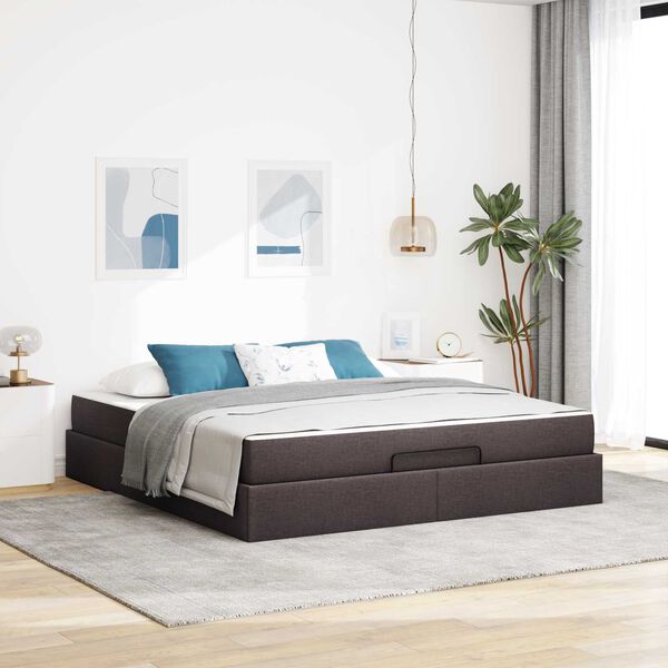 vidaXL Bedframe met matras met matras 2 pcs Tan Stof