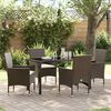vidaXL Tuin eettafelset met kussen 5 pcs Bruin poly rattan