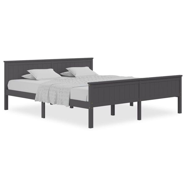vidaXL Bedframe massief grenenhout grijs 200x200 cm