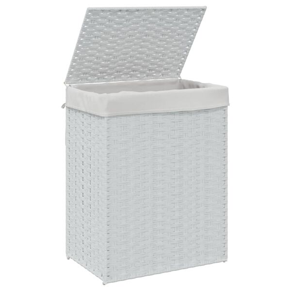 vidaXL Wasmand met deksel 46x33x60 cm poly rattan wit
