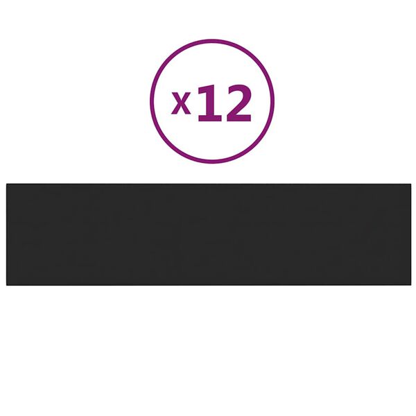 vidaXL Wandpanelen 12 st 1,08 m² 60x15 cm stof zwart