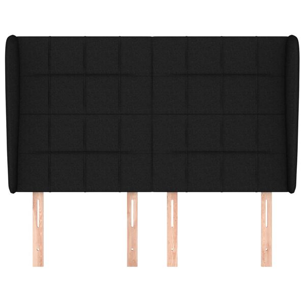 vidaXL Hoofdbord met randen 147x23x118/128 cm stof zwart