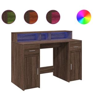 vidaXL Bureau met LED-verlichting 120x55x91 cm hout bruin eikenkleurig