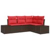vidaXL Tuin Sofa Set met kussen 4 pcs Bruin poly rattan