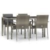 vidaXL 5-delige Tuinset met kussens poly rattan grijs