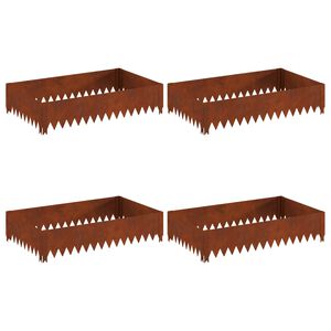 vidaXL Gazonrand 4 st 100 x 60 x 20 cm Staal Roestig