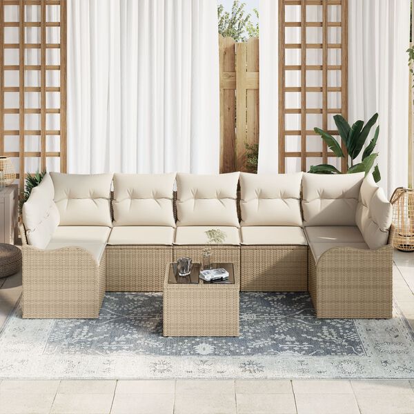 vidaXL Tuin Sofa Set Beige 55 x 55 x 37 cm poly rattan