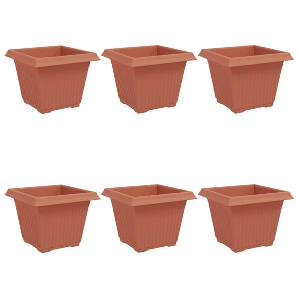 vidaXL Vierkante Bloempot 6 pcs Baksteenrood 28,5 x 28,5 x 22 cm