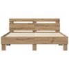 vidaXL Bedframe met hoofdeinde Artisan Eiken 160 x 200 cm Bewerkt hout