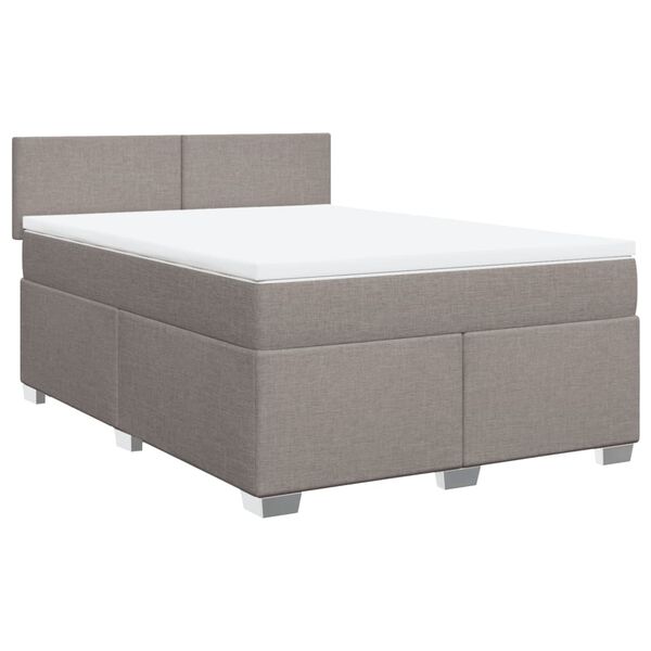 vidaXL Boxspring met matras stof taupe 140x200 cm