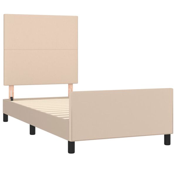 vidaXL Bedframe met hoofdbord kunstleer cappucinnokleurig 90x190 cm