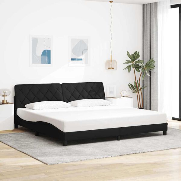 vidaXL Bedframe met LED zonder matras 200x200 cm stof zwart