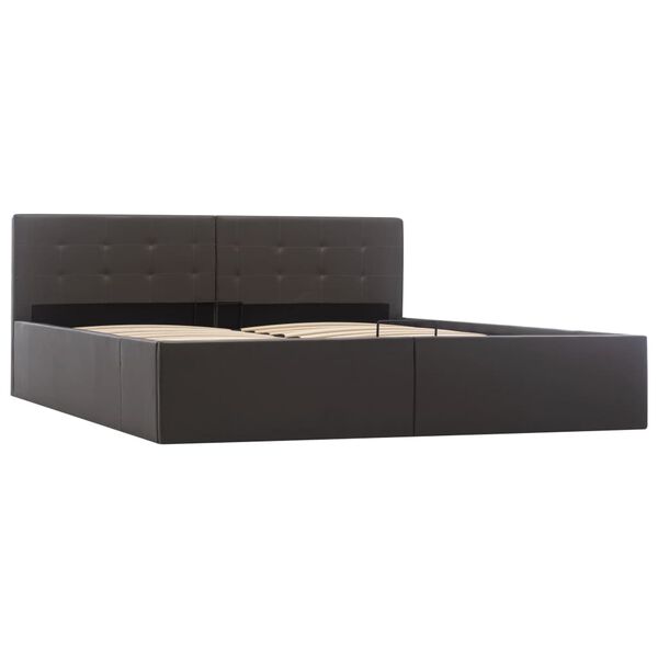 vidaXL Bedframe met opslag hydraulisch kunstleer grijs 160x200 cm