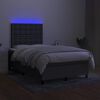 vidaXL Boxspring met matras en LED stof donkergrijs 120x190 cm