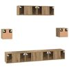 vidaXL Tv-meubelset Wandgemonteerd 7 pcs Artisan Eiken Bewerkt hout
