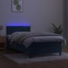 vidaXL Boxspring met matras en LED fluweel donkerblauw 100x200 cm