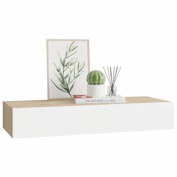 vidaXL Wandladekast eiken en wit 60x23,5x10cm MDF