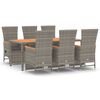 vidaXL 7-delige Tuinset met kussens poly rattan grijs