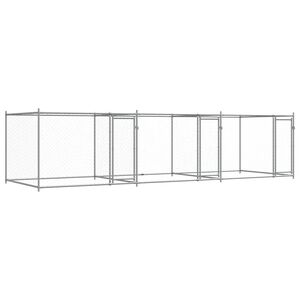 vidaXL Hondenhok met deuren 6x2x1,5 m gegalvaniseerd staal grijs
