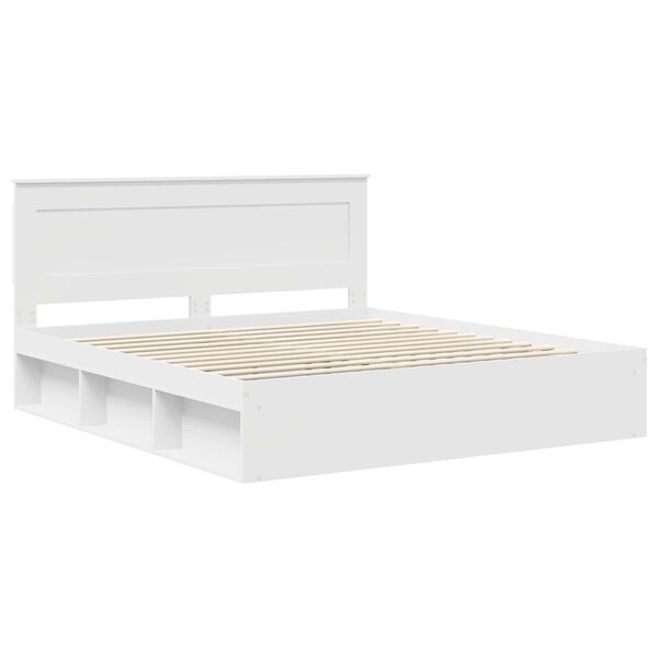 vidaXL Bedframe met hoofdeinde Wit 200 x 200 cm Massief grenenhout