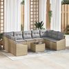 vidaXL Tuin Sofa Set 10 pcs Beige Poly riet