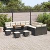 vidaXL Tuinbankenset met kussen 14 pcs Zwart poly rattan