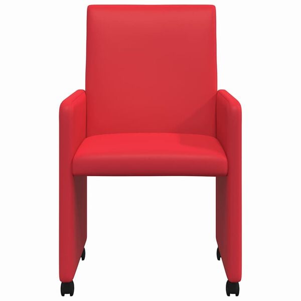 vidaXL Eetkamerstoelen met Wieltjes 2 pcs Rood 57 x 66 x 94 cm