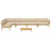 vidaXL Bankstel met kussen Effen 6 pcs Beige Massief Acaciahout