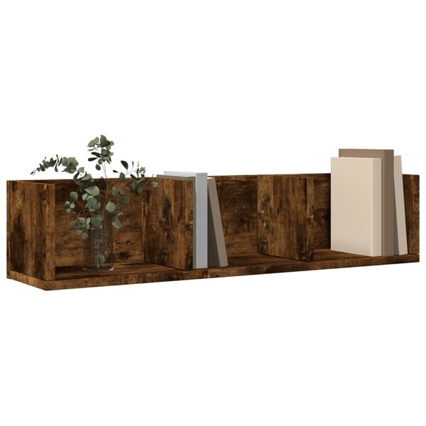 vidaXL Wandkasten 2 st 75x18x16,5 cm bewerkt hout gerookt eikenkleurig