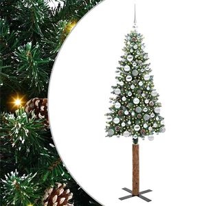 vidaXL Slanke Kerstboom Groen 180 cm PVC en massief dennenhout