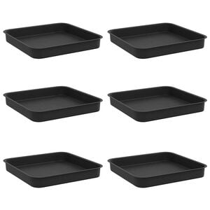 vidaXL Vierkante Bloemenschotel 6 pcs Zwart 15 x 15 x 2 cm Kunststof